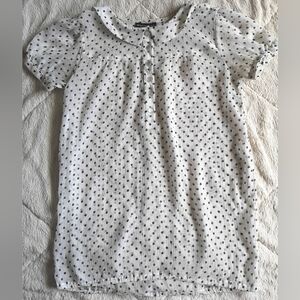 White Blouse with Black Polka Dots